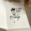 Grafika do ex libris dziewczynka siedząca na ławce